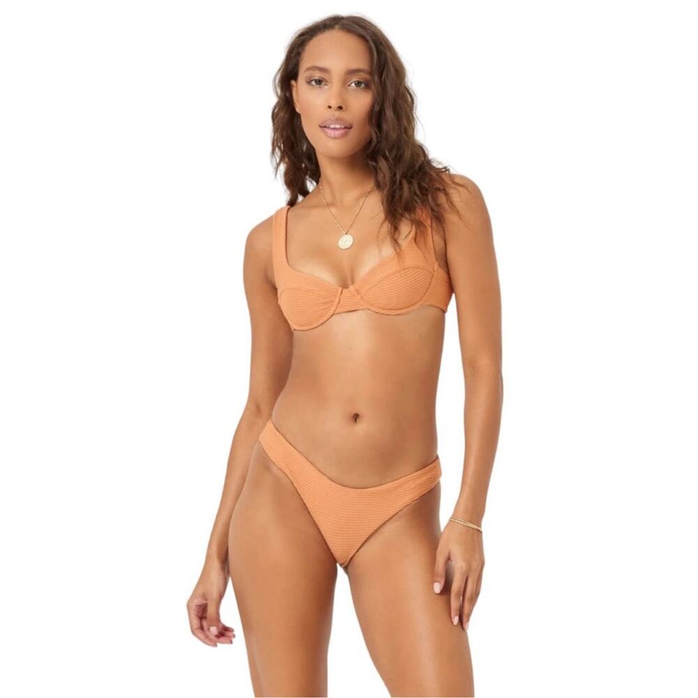 NWT l*space Nikita Top + Sandy Bottom Bikini SET in Sienna sz S Ribbed Eco Chic